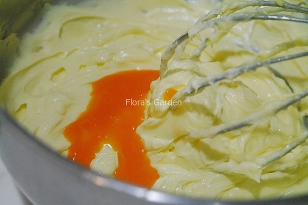 蛋黃分二次加入拌勻(不要打發)