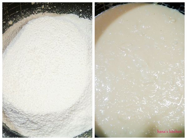 最後再將鬆餅粉倒入仔細拌勻後放入電子鍋中.按下煮飯鍵即可.
（我的是要2次.有的可能會要到3次）用竹籤插入後不沾黏就可以了.