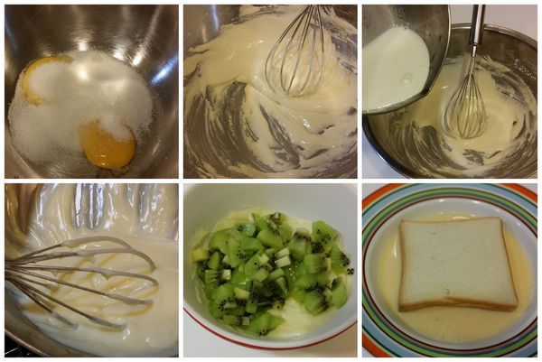 5. 加熱過程要不斷不斷的攪拌喔，慢慢的會越來越濃稠  然後立馬關火

6. 蓋上保鮮膜  送入冰箱冷卻一下

7. 這時候可以來切水果  把水果切丁  再跟冷卻後的卡士達醬拌在一起