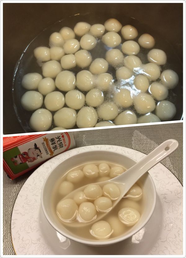 滾水加入冰糖煮至湯圓浮起來即可食用。