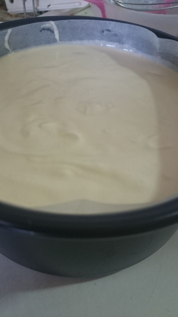 填入烤模裡，提高重重震個幾下，烤箱１７０預熱１０分鐘。