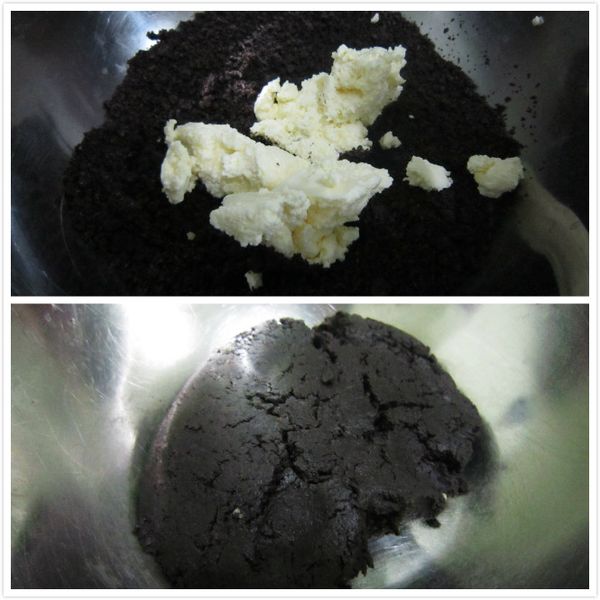 加入在室溫放軟的奶油乳酪55g ，和成團直到看不見白白的乳酪。