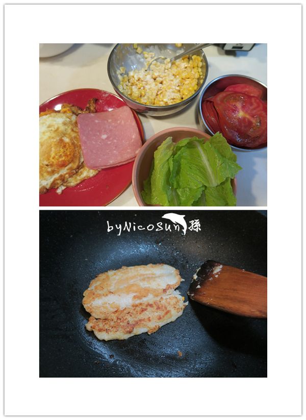 食材洗淨備用
多利魚排抓醃鹽巴胡椒沾上麵粉兩面乾煎備用