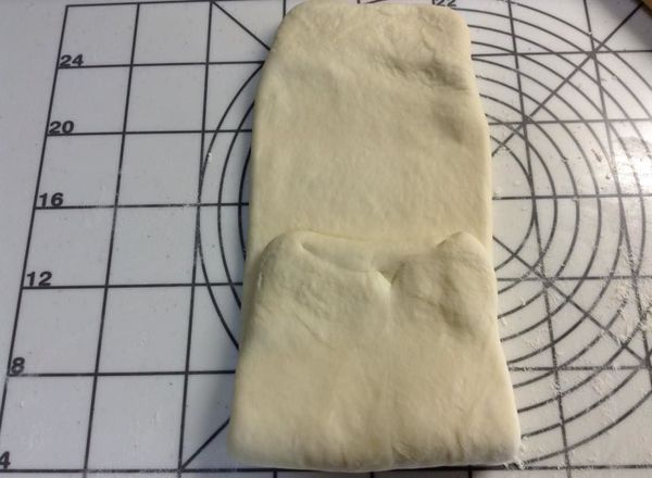 成長條型之後開始折三折。由下向中間。再由上向中間。