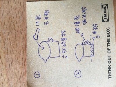 若懶惰秤料就可先將一大匙玉米粉倒入0.5杯的量杯中，再繼續裝低粉至0.5量杯即可，牛奶部份可以義美有糖豆漿取代