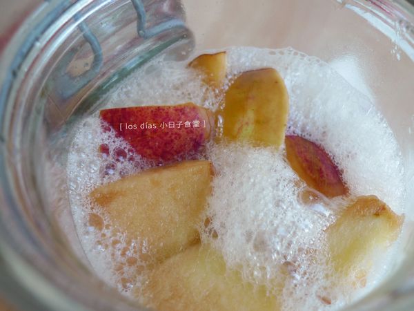 [第一階段作法] 大約6-8天，泡泡會越來越多，打開瓶蓋看看，已是非常濃烈的酒氣，以及感覺生命力非常旺盛的泡泡，表示狀況非常良好！