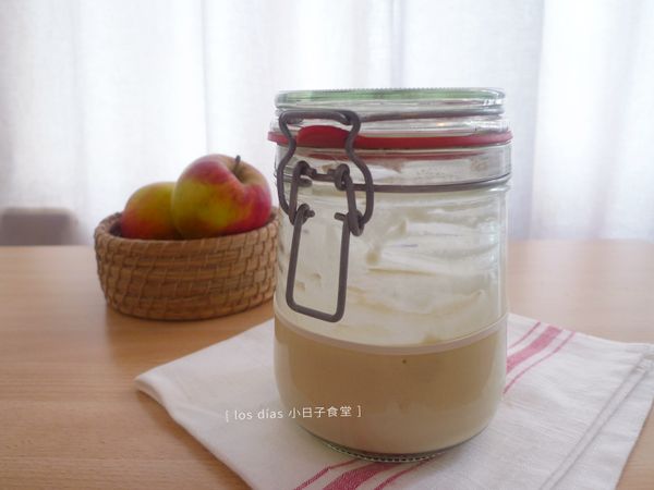 [第二階段作法] 麵粉與酵母液種攪拌均勻後，蓋上蓋子密封，瓶身綁一條橡皮筋做上記號。