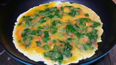 有一定熱度之後放入調好的蛋液。