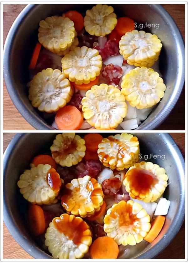 洗米，完成後，加入所有食材+調味料+水。