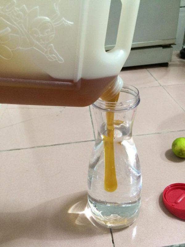 將800g的水裝進瓶子裡,並加入適量的蜂蜜