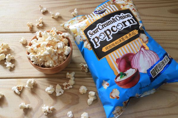 Darda 韓國酸奶洋蔥爆米花。漂亮的蝴蝶型爆米花，淡淡的洋蔥味加上淺淺的奶香，鹹度剛剛好，吃再多也不膩。