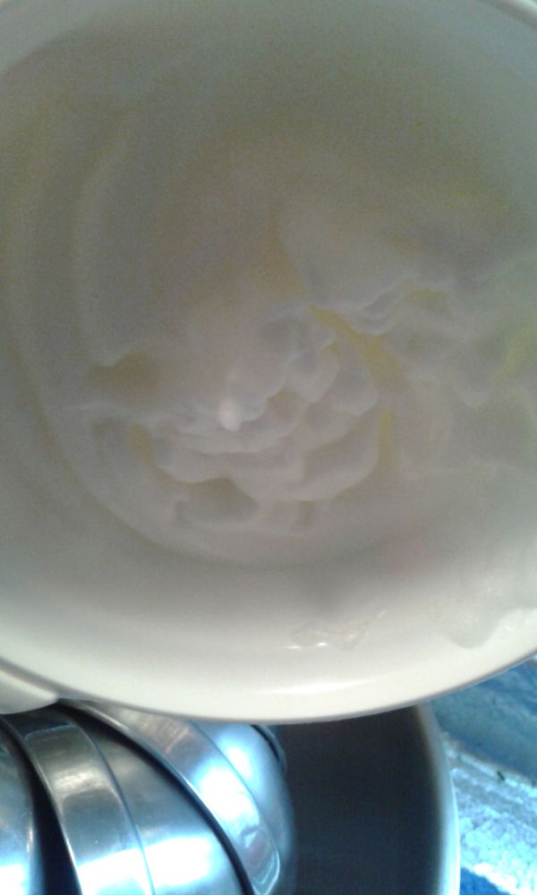 把蛋白用電動攪拌機打至顛倒也不會掉的程度˙ˇ˙