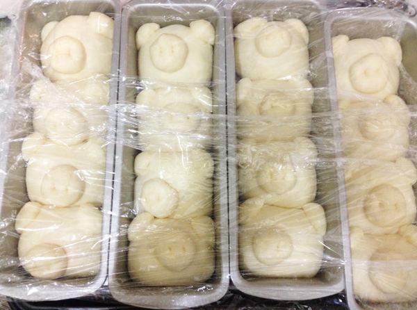 放入模型中整形放入模型中，最後發酵一小時！