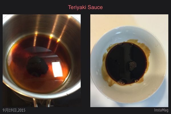 取一小鍋，將醬油、味醂、水、米酒、黑糖煮滾後，轉小火將醬汁煮至1半的份量，約15分鐘，倒出放涼