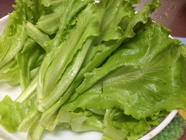 生菜先清水洗乾淨，再以冷開水洗過，瀝水備用
