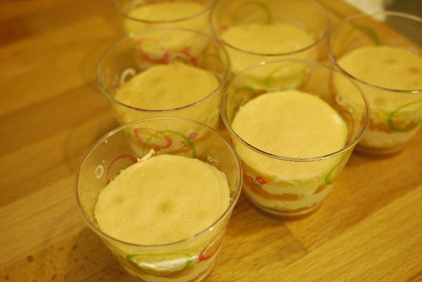 組合：蓋上大圓蛋糕片。