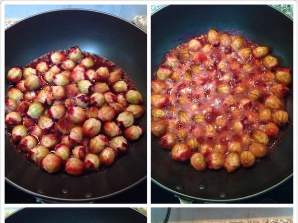 分開後先講籽洗淨，丟入鍋中加水小火煮到黏稠狀後關火並將籽挑掉丟棄。
滾籽時剛好可以把花瓣一片片清洗乾淨。邊洗邊將花瓣扳成小片，瀝乾水後秤花瓣重量，糖的重量是花瓣的1.5倍，例花瓣重500g x 1.5=750g(糖重）