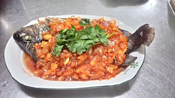 將醬淋在魚上，撒上香菜即可