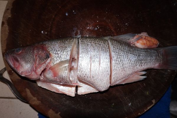 鱸魚我選中段喔
畫兩刀至骨頭幫助快熟