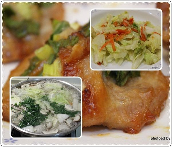 炒高麗菜，加上前晚的火鍋湯，晚餐搞定！