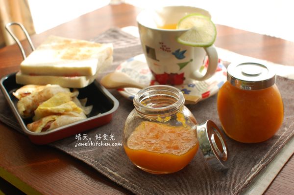 將冷卻後的果醬裝入密封瓶裡，冰在冷藏2-3周內食用完畢，可以用來塗抹吐司、泡橘子茶，也能加一點紅酒醋或水果醋當成生菜沙拉醬喔！