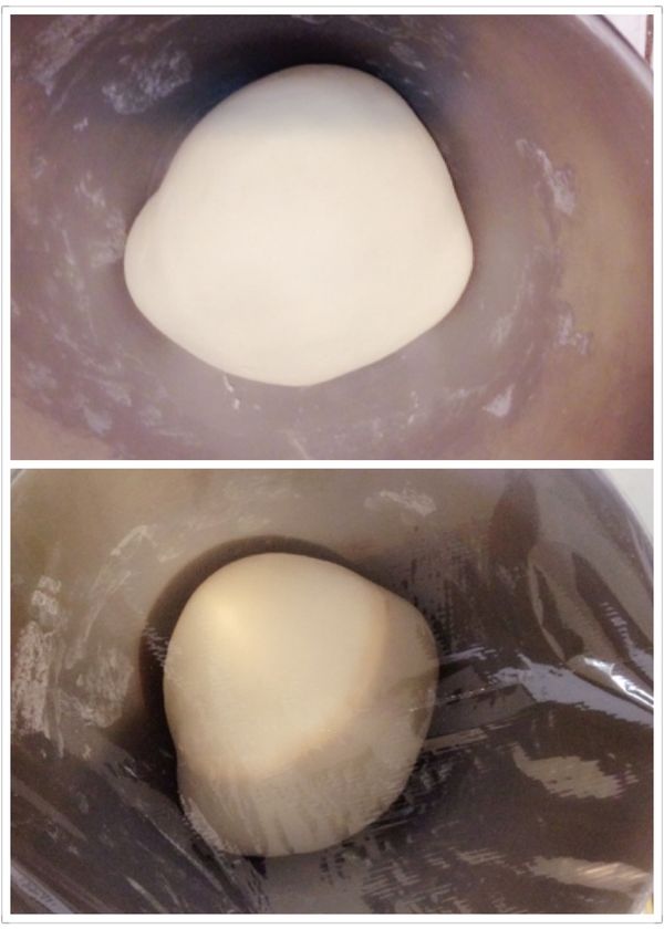 [麵糰]材料攪和成麵團至光滑， 蓋上濕布或保鮮膜醒麵30分鐘。