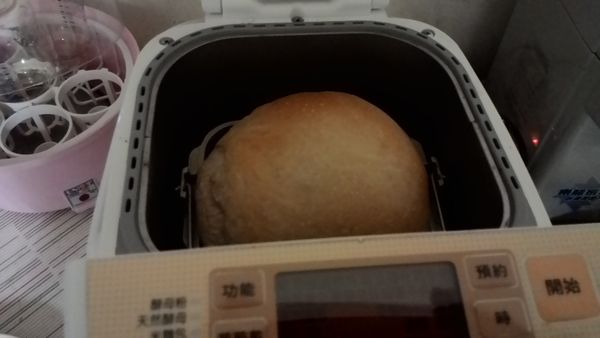 放入P牌麵包機，快速吐司，2小時出爐的模樣
