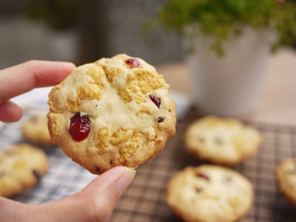 送入烤箱上下火180度烤約20分鐘。如果想要脆一點，烤箱熄火後繼續放裡面悶個5分鐘後再取出。完成後放涼即可享用。