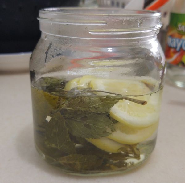 薄荷葉 放入熱水中 如想更出味 可放微波爐  叮 30 秒