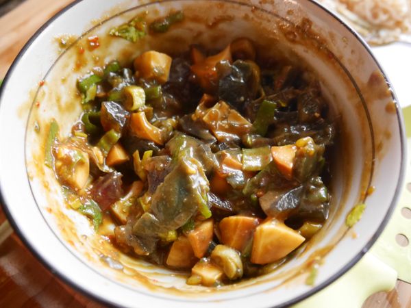 然後就攪拌均勻，這就是拌麵醬，挖兩匙跟麵拌勻