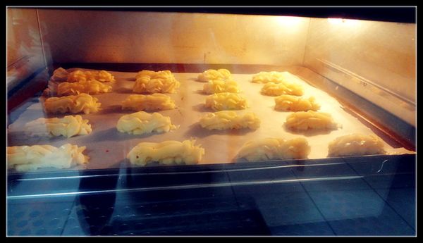 烤箱先預熱10分鐘,將步驟7放入,用上下火180度烤15分鐘(餅乾著色後將烤盤調頭烤)