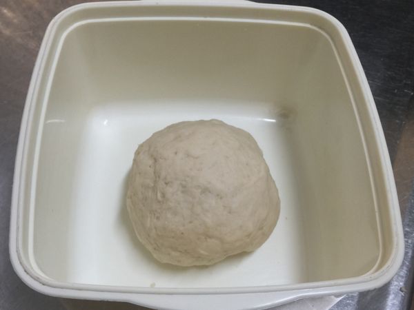 所有[老麵食材]攪拌成團，放保鮮盒裡蓋上蓋子，室溫發酵8小時以上