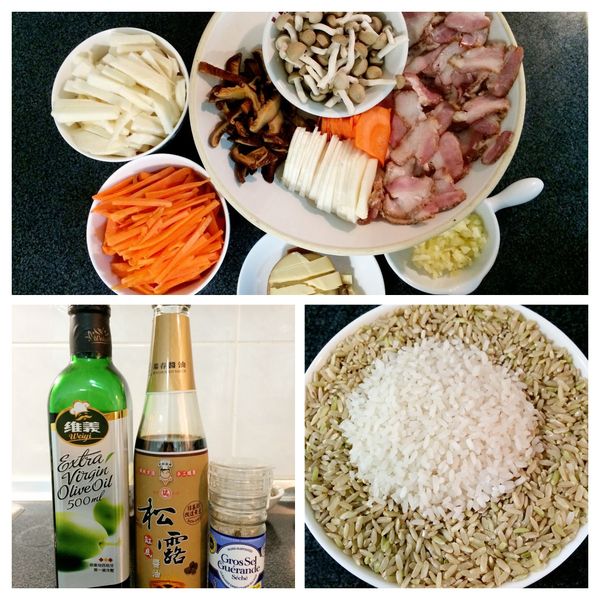 先將所有的菜及備料準備好
筍子及紅蘿蔔可部分切片，最後鋪最上層。