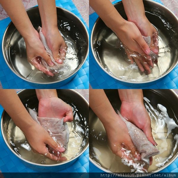 一開始搓的時候沒什麼感覺，包裝上是說握在雙掌中順時針方向搓揉約七分鐘，但第一次弄這個有點太興奮了，完全沒注意到什麼順時針方向哈哈哈（好險沒失敗）很專注地想用自己的方式盡快揉出膠質，才搓揉一下手真的有滑滑的感覺，好神奇～