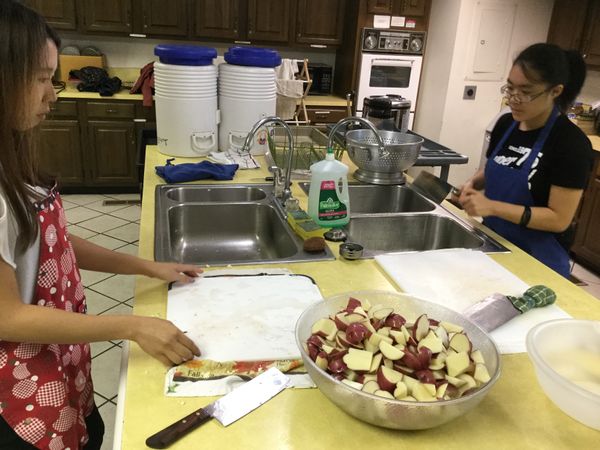 胡蘿蔔還有土豆，洗乾淨後切成大塊。