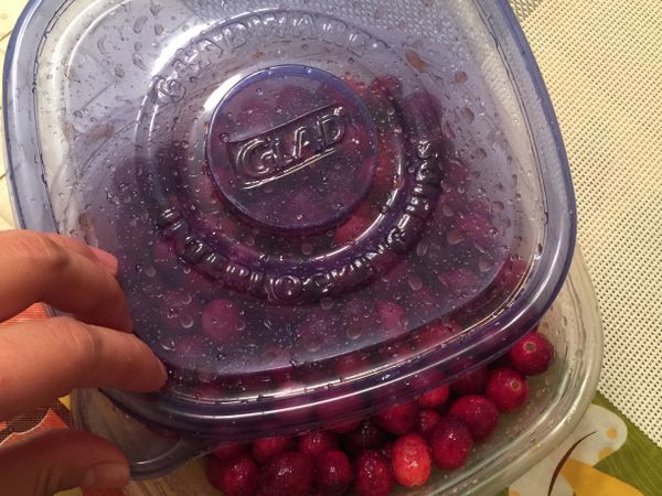 1.洗乾淨蔓越梅（可以用鹽水洗），好後把水濾乾。