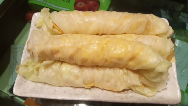 捲好後，再切成一口大小。