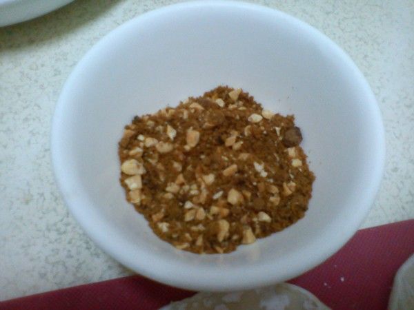 黑糖粉、花生碎、肉桂粉混合即為糖餡。
※肉桂粉少許就好不要放太多，如果黑糖一杯、肉桂粉1/2小匙就好。