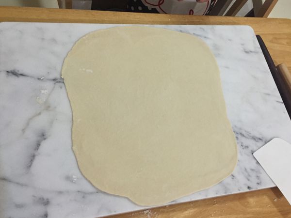 左右 上下均勻擀薄，直到推橄不動