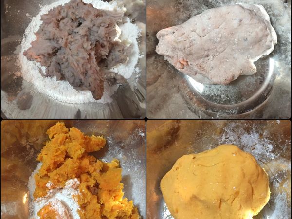 將地瓜粉&amp;糖加入揉成團狀