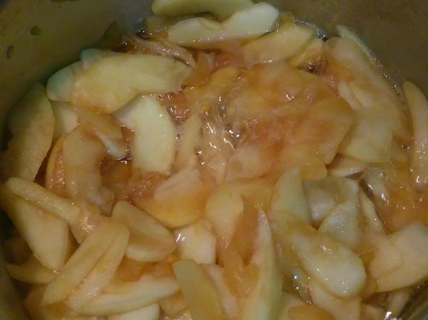 中火煮十分鐘，等它變軟變透明就差不多可以起鍋，如果是想直接抹在土司上來吃可以再煮軟爛一些，但我是要拿來烤土司用的，之後還會加熱，所以就直接起鍋了！起鍋前加肉桂粉拌勻！