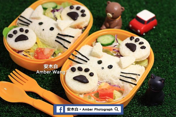 讓小朋友開心、喜歡的可愛「貓咪捲野餐土司」完成了~ !