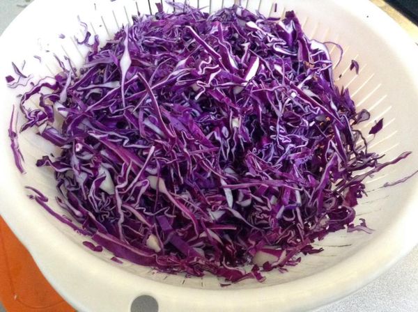 利用發酵的原理，讓紫高麗菜的葉莖經過發酵變軟變為更容易消化，而且豐富乳酸菌除了增加風味之外，促進腸胃健康，幫助消化，增強免疫力，真是一舉好幾得!