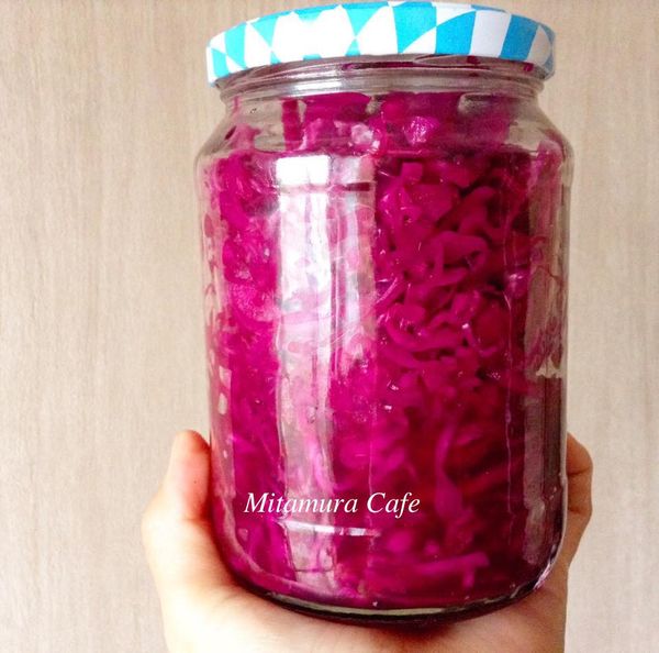 利用發酵的原理，讓紫高麗菜的葉莖經過發酵變軟變為更容易消化，而且豐富乳酸菌除了增加風味之外，促進腸胃健康，幫助消化，增強免疫力，真是一舉好幾得!