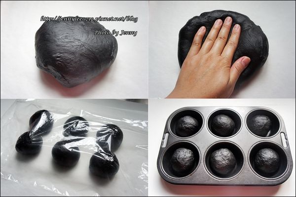 麵糰中的空氣用手壓下去擠出來，將麵糰分割成6等份滾圓，鋪上一層保鮮膜以防乾燥，再蓋上擰乾的濕布鬆弛20分鐘。