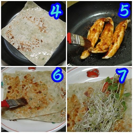 平底鍋放入少許油將蔥油餅煎至金黃色澤備用~