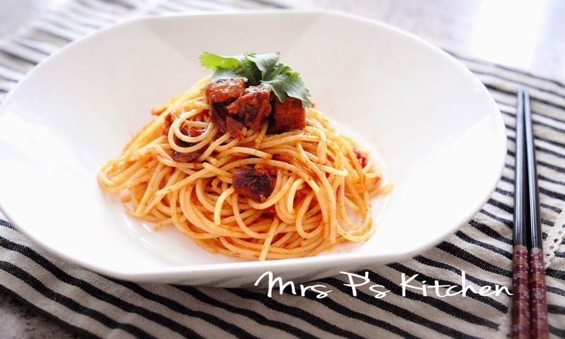 五香肉丁炒意大利麵 [十分鐘食譜]