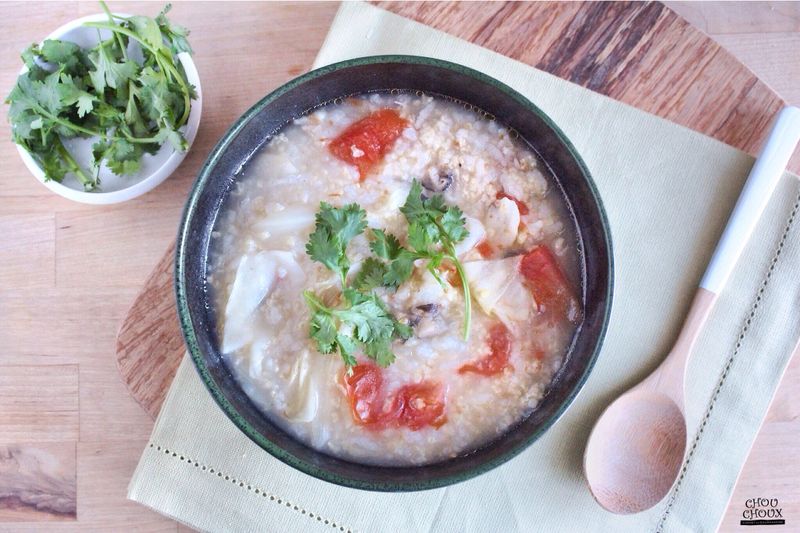 ［電鍋食譜］高麗菜蕃茄香菇粥