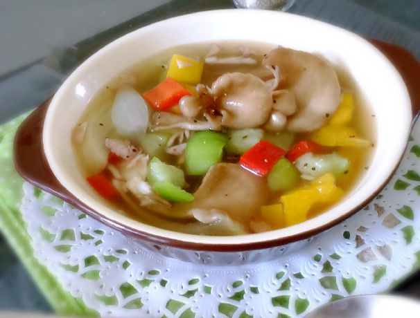 零油健康快速料理~洋風絲瓜甜椒菇菇湯