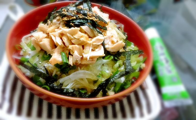 鮭魚超多~元氣鮭魚滿滿鮮蔬蓋飯